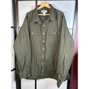 Duluth Trading Co Men 3XL Tall Flannel Lined Shirt Jacket Plaid Green Shacket